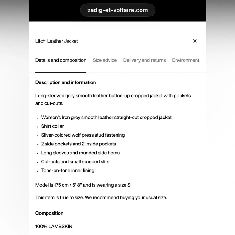 NEW! Zadig & Voltaire Leather Grey Jacket, M - Picture 7 of 14